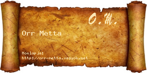 Orr Metta névjegykártya